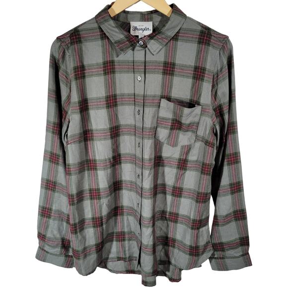 Wrangler Button Down Long Sleeve Plaid Top Size L NWOT‎ - Picture 1 of 7